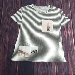 ZARA Trafaluc Women's Top Medium Striped Short Sleeve